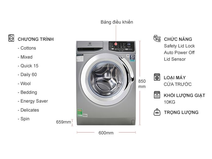 Máy giặt Electrolux 10 kg UltimateCare  EWF1023BESA