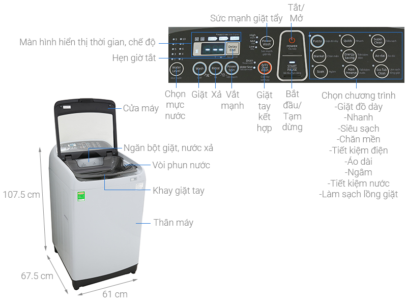 Máy giặt Samsung 10.5 kg WA10J5750SG/SV