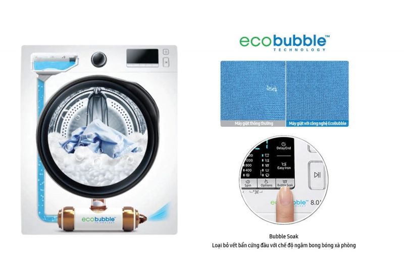 Máy giặt Samsung 9kg inverter WW90J54E0BW/SV - giặt hơi nước
