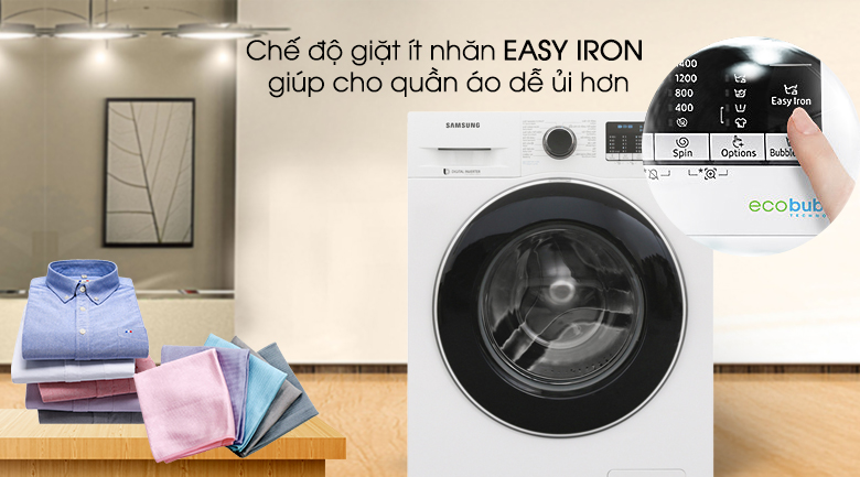 Máy giặt Samsung 9kg inverter WW90J54E0BW/SV - giặt eassy iron