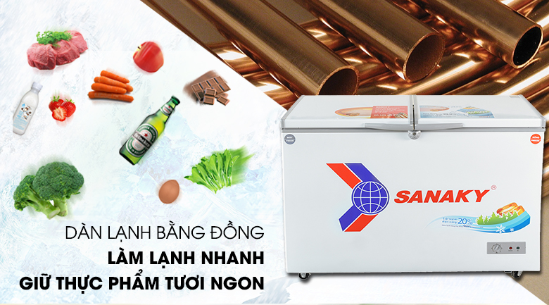 Tủ đông Sanaky 260 lít dàn lạnh đồng VH-3699W1 giá rẻ tại tp vinh nghệ an