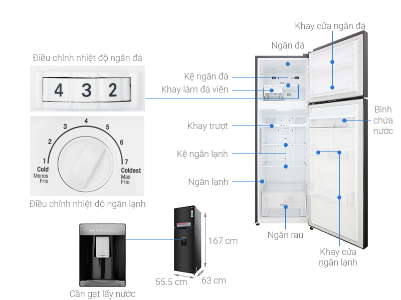Tủ lạnh LG 255 lít Inverter GN-D255BL -lấy nước ngoài