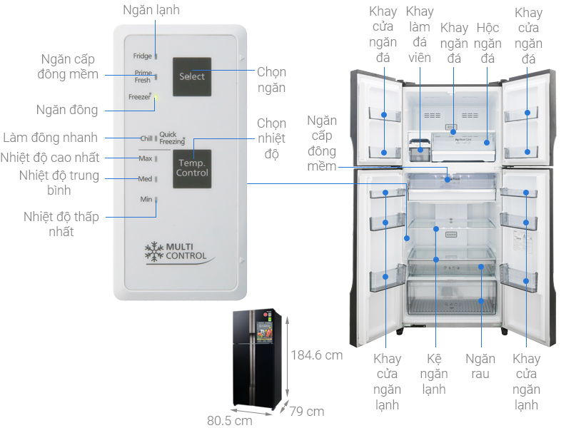 Tủ lạnh Panasonic 550 lít multi door NR-DZ600GKVN