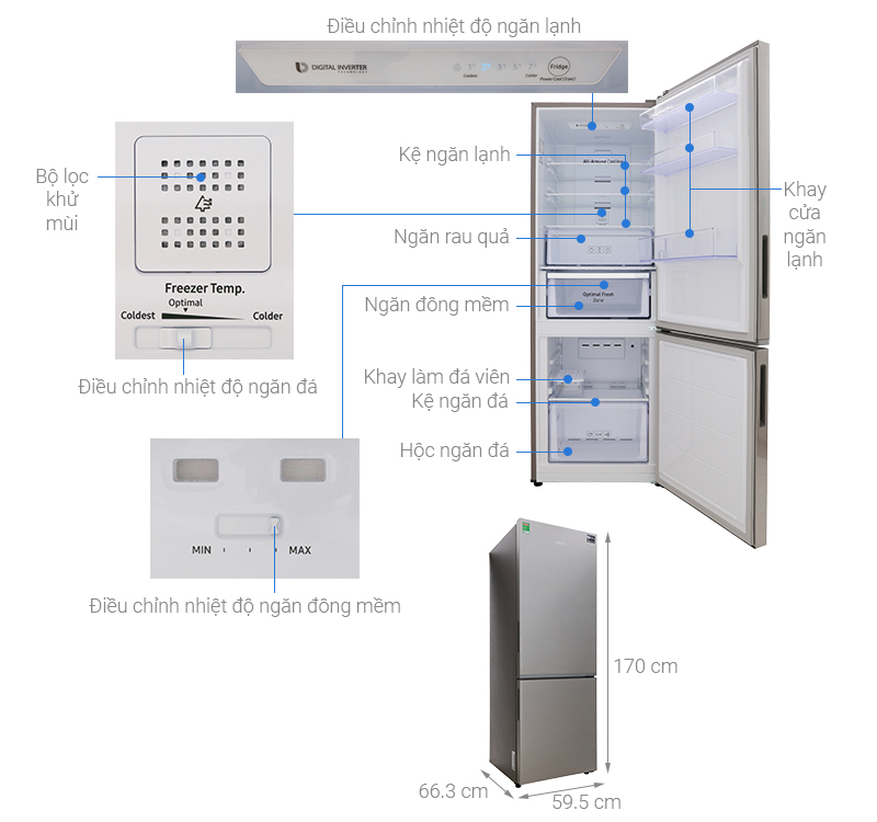 Tủ lạnh Samsung 310 lít RB30N4010S8/SV ( ngăn đá dưới)