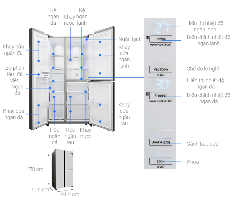 Tủ lạnh Samsung 634 lít side by side RS63R5571SL/SV