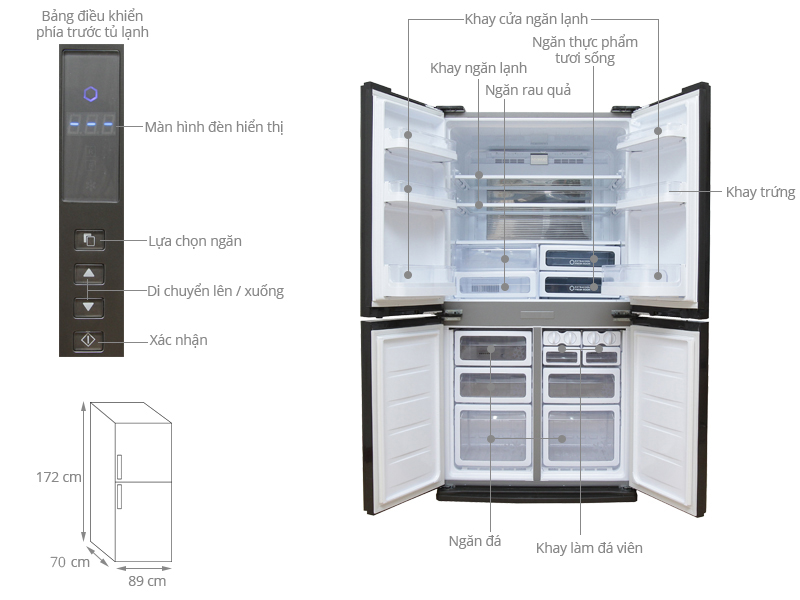 Tủ lạnh Sharp 556 lít 4 cánh SJ-FX630V-ST