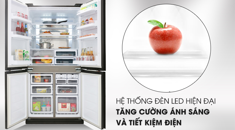 Tủ lạnh Sharp 678 lít 4 cánh SJ-FX688VG-BK giá rẻ - đèn led