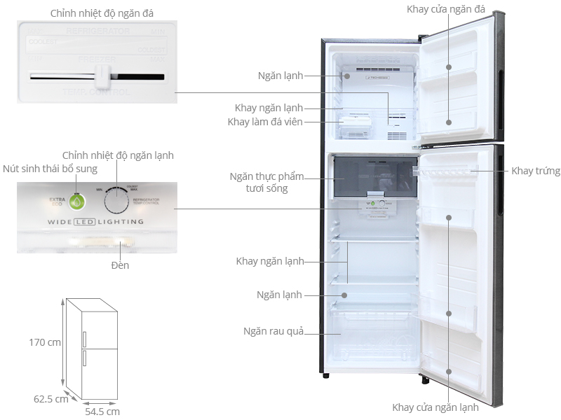 Tủ lạnh Sharp 271 lít inverter SJ-X281E-SL