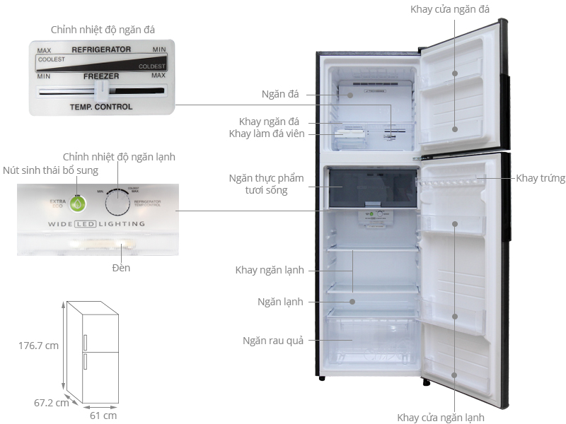 Tủ lạnh Sharp 315 lít Inverter SJ-X346E-DS