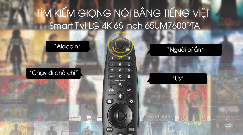 Smart TV LG 65 inch 4K 65UM7600PTA- tìm kiếm bằng giọng nói