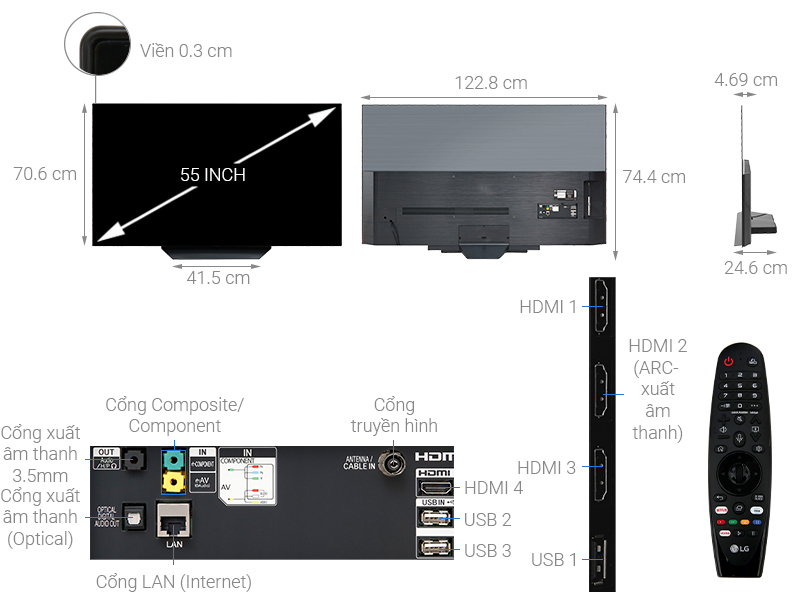 Smart Tivi OLED LG 55 inch 4K 55B9PTA