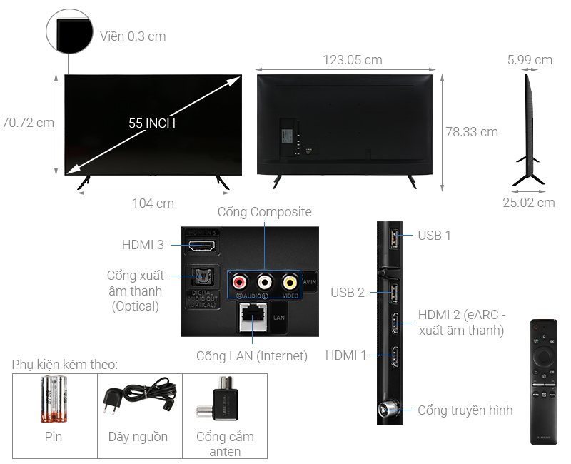 Smart Tivi Samsung 55 inch 4K UA55TU8100 Mẫu 2020