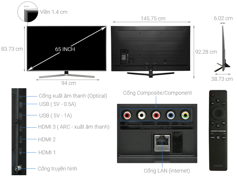 Smart Tivi Samsung 65 inch 4K UA65RU7400