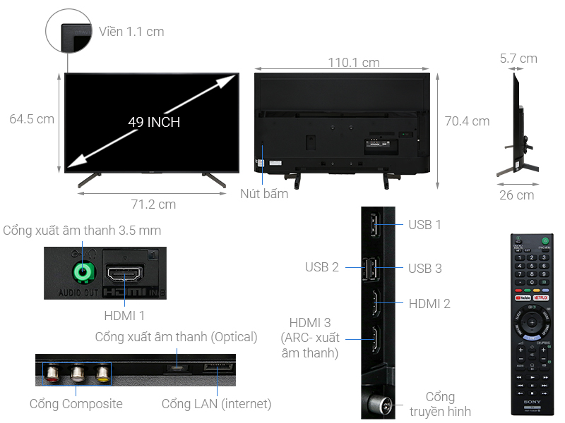 Smart Tivi Sony 49 inch 4K KD-49X7000G