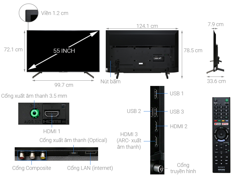 Smart Tivi Sony 55 inch 4K KD-55X7000G