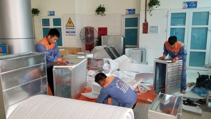 lắp đặt điều hòa âm trần nối ống gió cho bệnh viện ung bướu tại tp Vinh Nghệ An