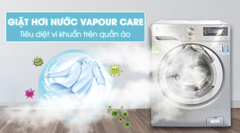 Công nghệ giặt hơi nước Vapour Care - Máy giặt Electrolux Inverter 10 kg EWF14023S