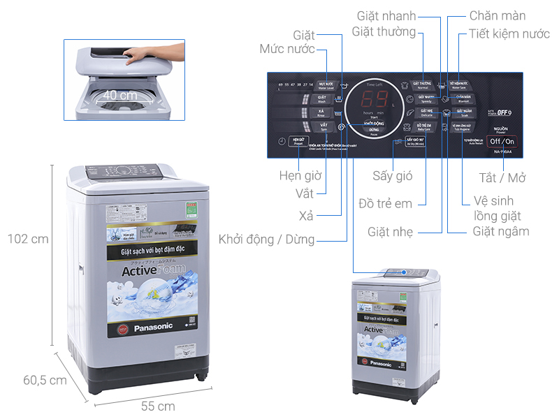 Thông số kỹ thuật Máy giặt Panasonic 9 kg NA-F90A4GRV