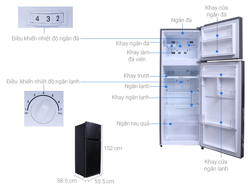 Thông số kỹ thuật Tủ lạnh LG Inverter 209 lít GN-L225S